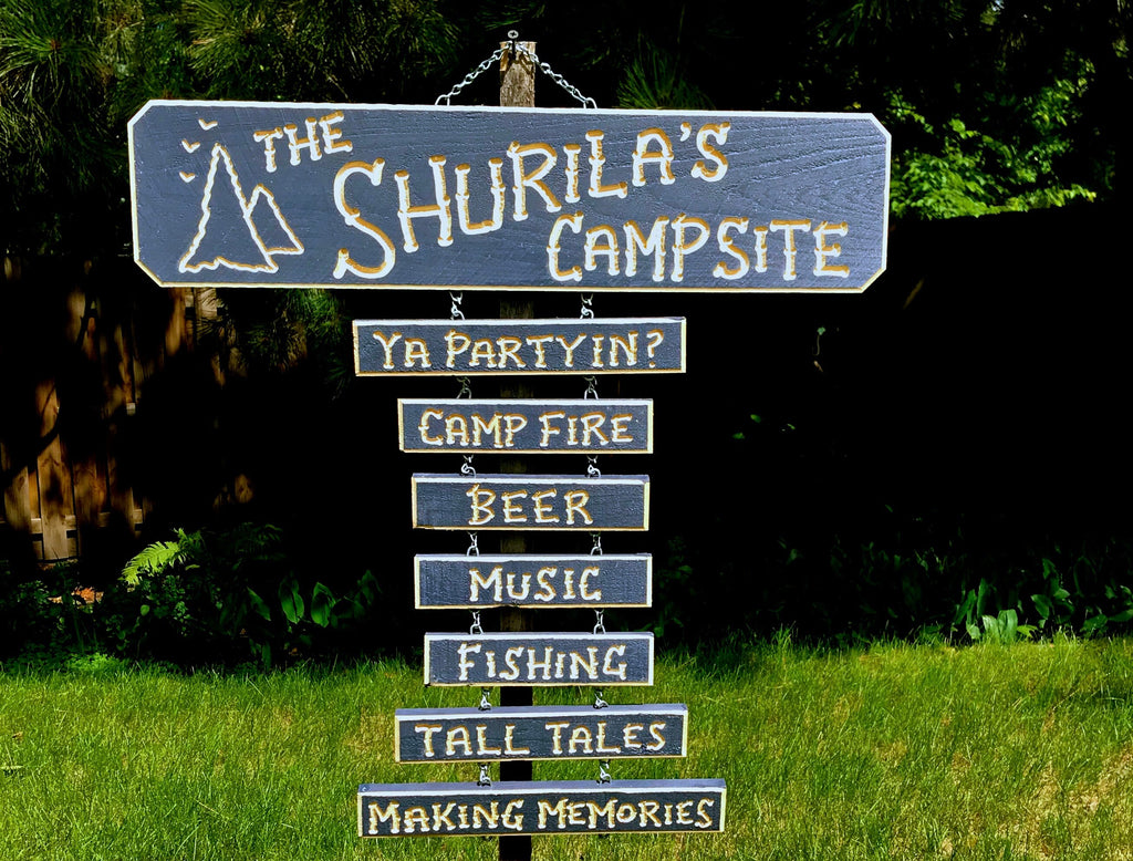 RV Campsite personalized carved wood sign