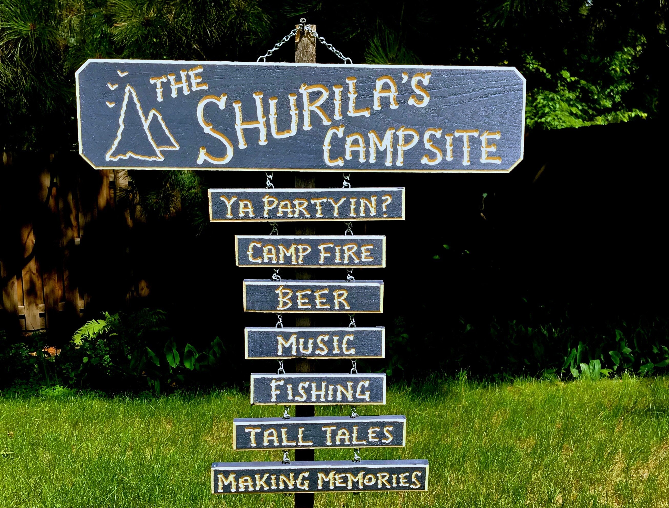 RV Campsite personalized carved wood sign
