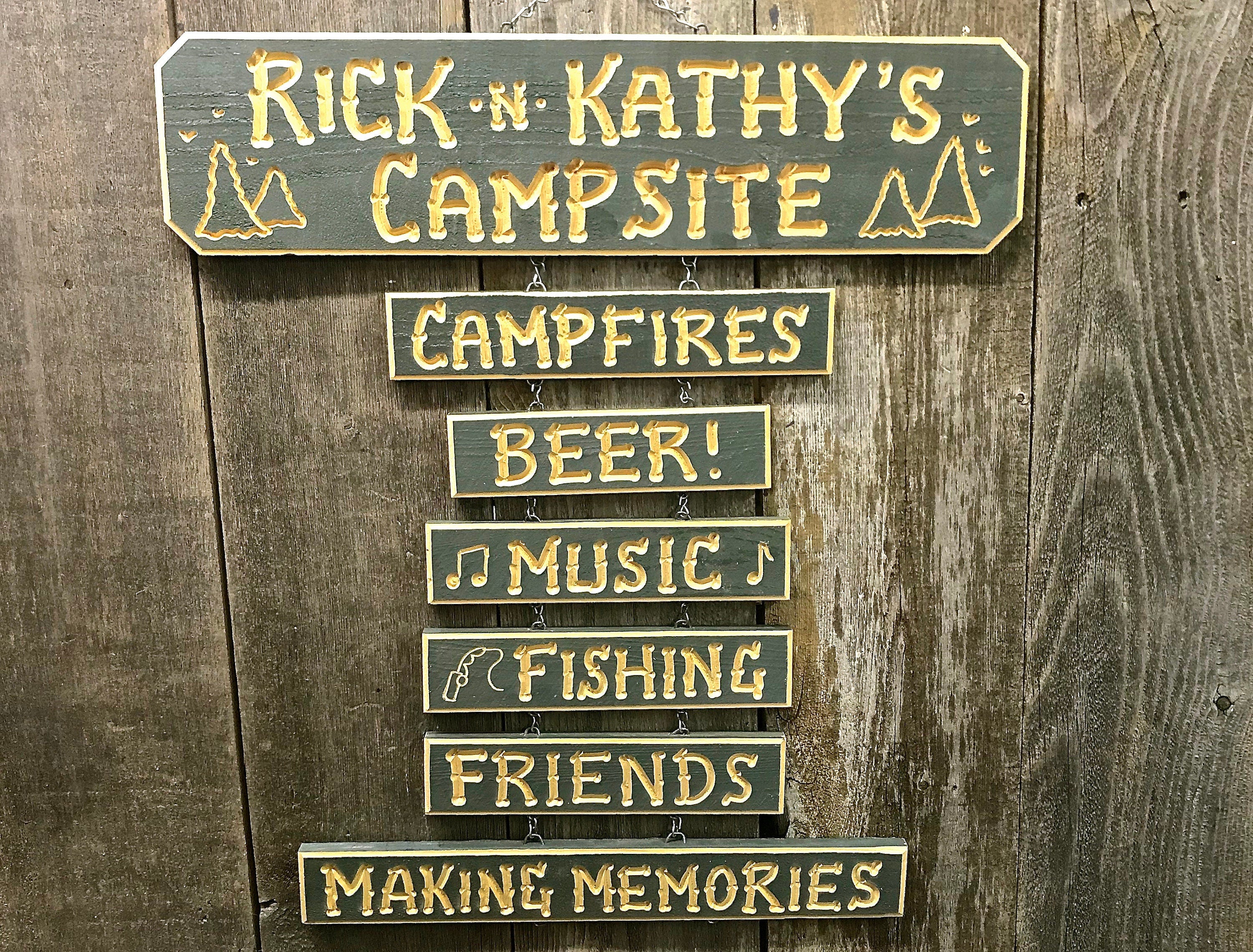 RV Campsite personalized carved wood sign