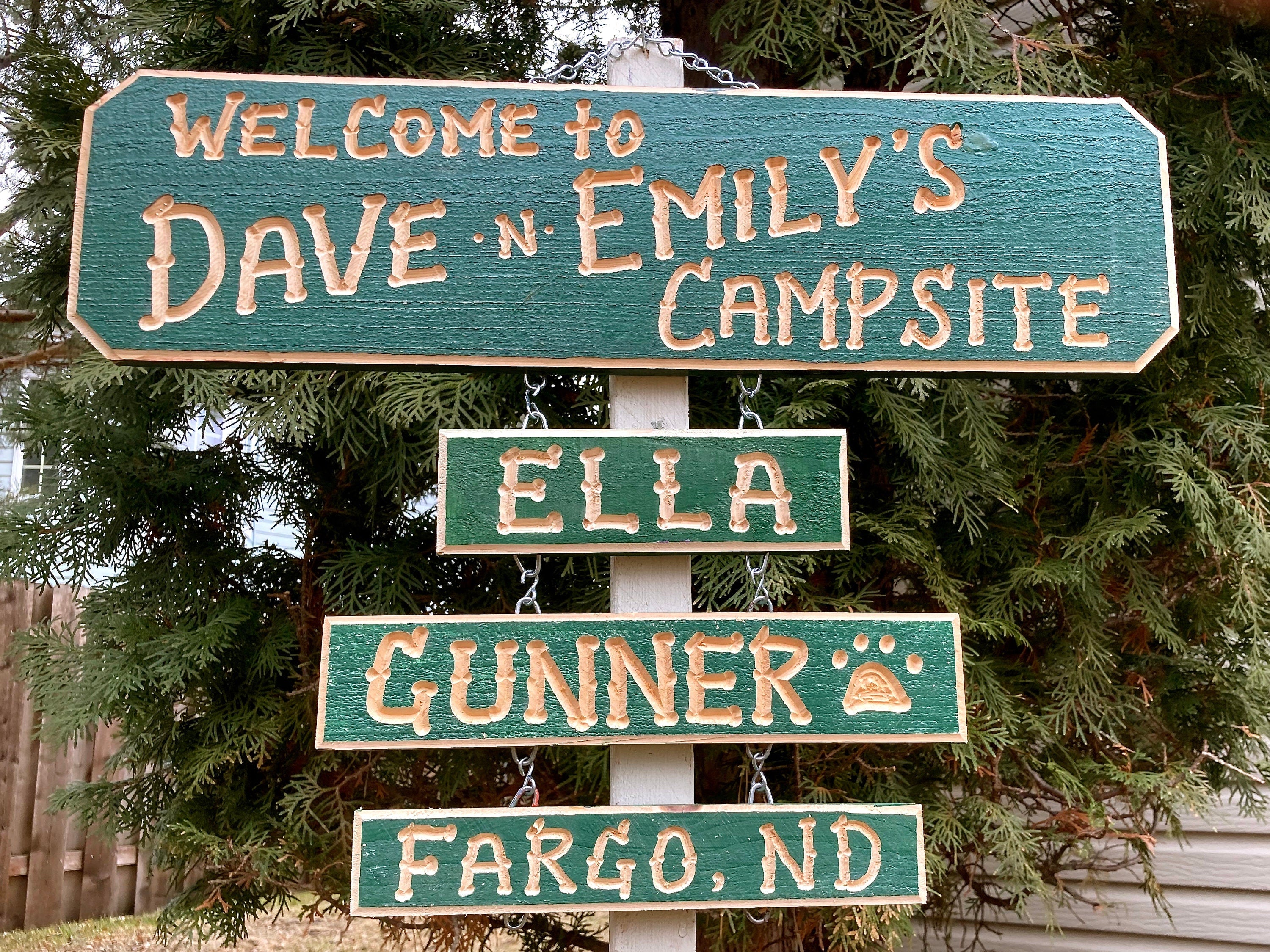 RV Campsite personalized carved wood sign