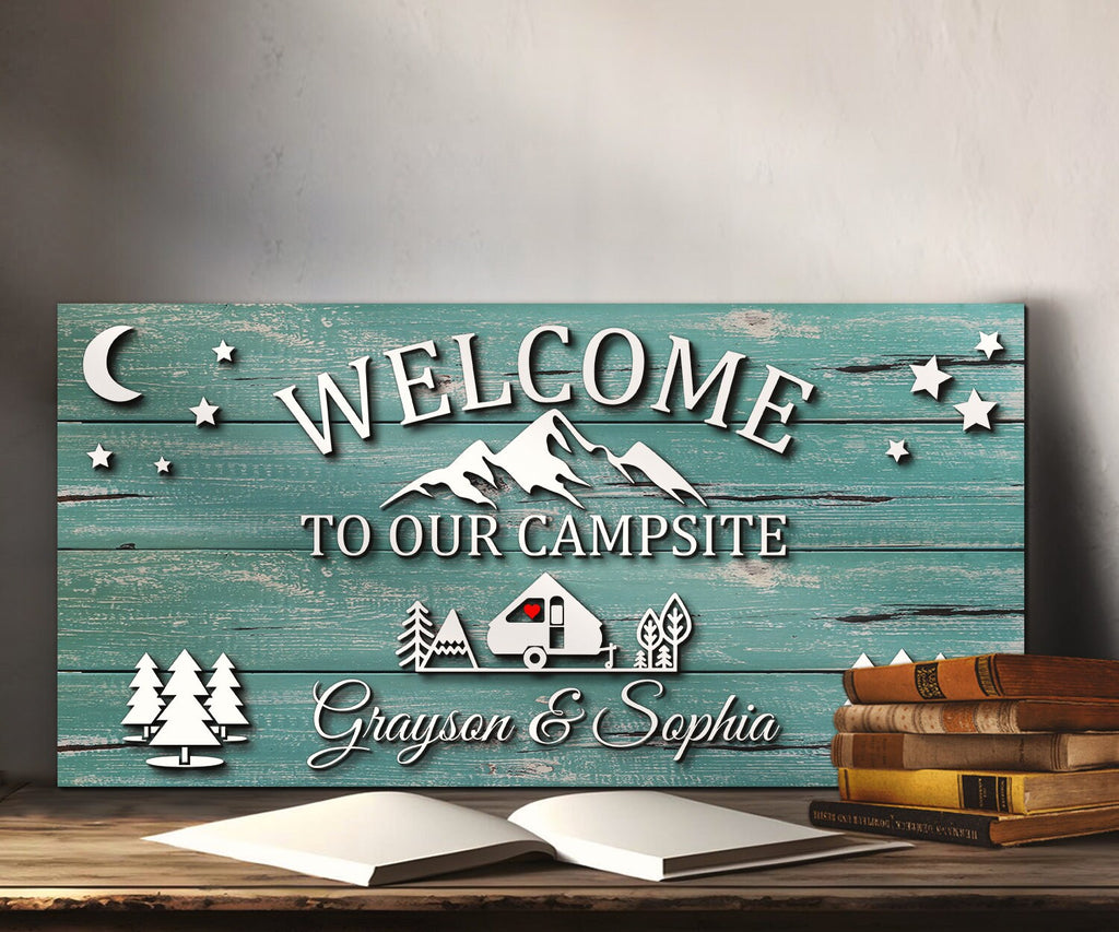 Custom RV Travel Trailer Welcome To Our Campsite