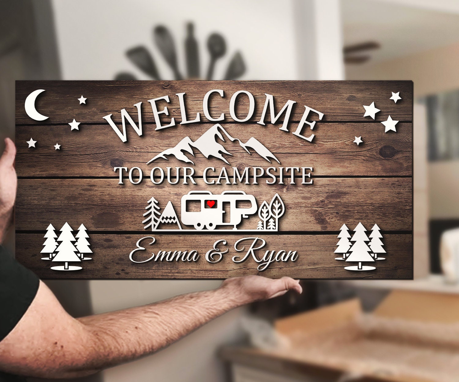 Custom RV Travel Trailer Welcome To Our Campsite