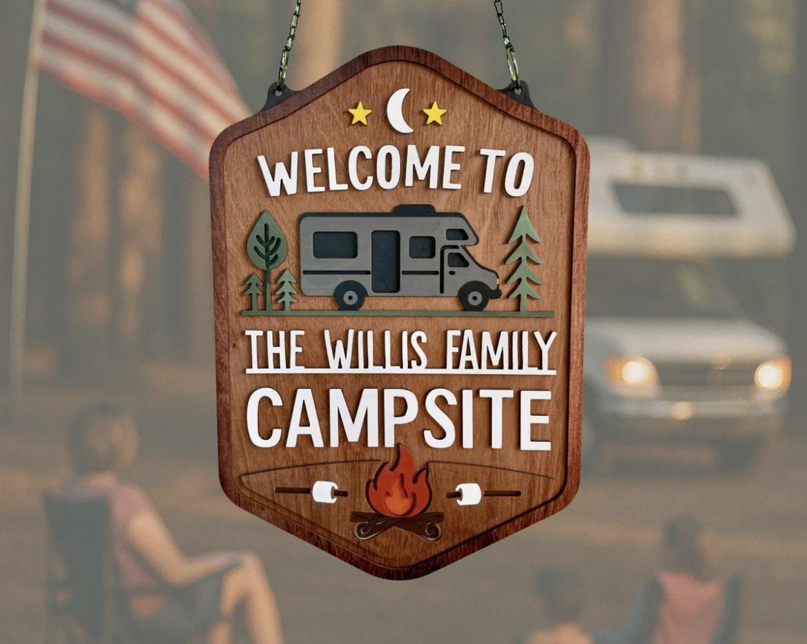 Welcome To Our Campsite Sign