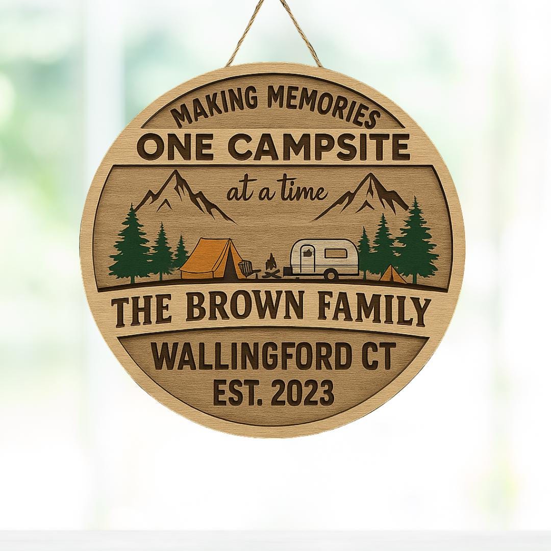 Personalized One Campsite Wood Sign
