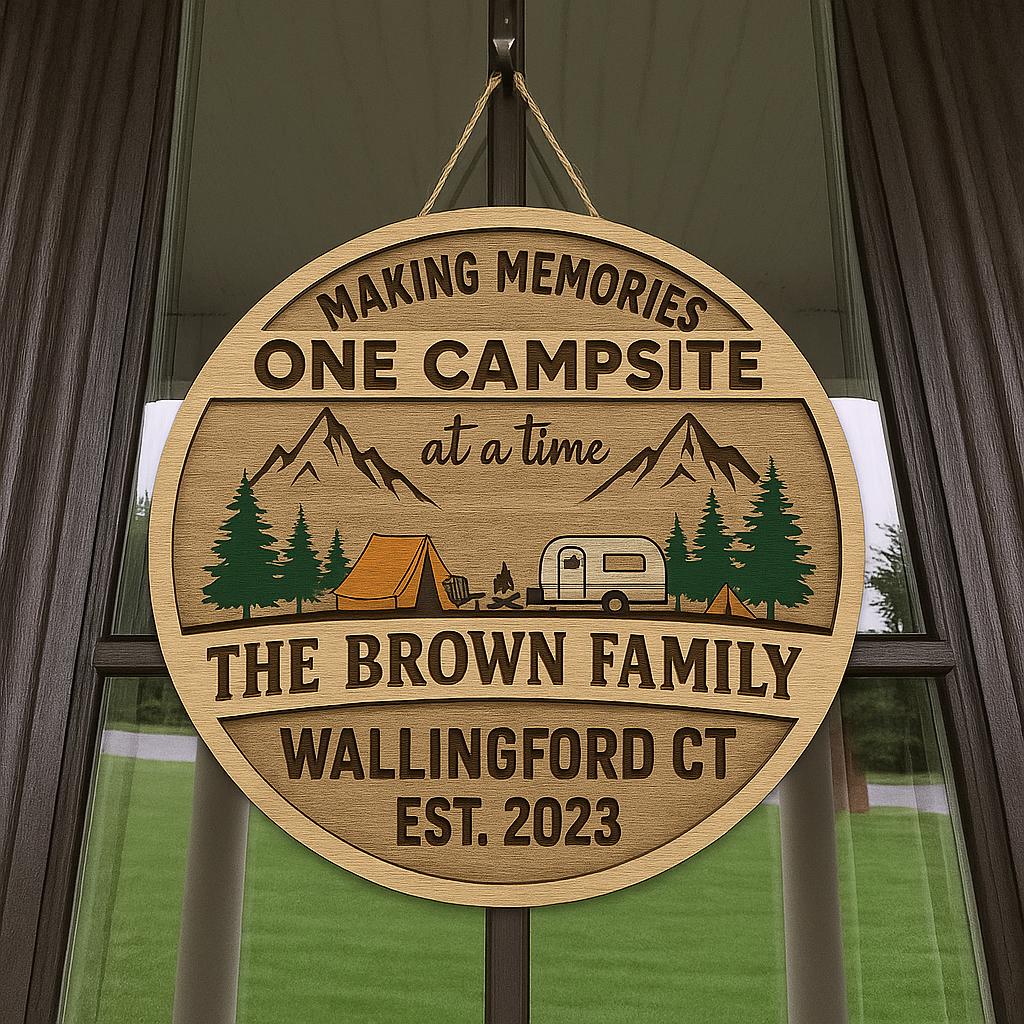 Personalized One Campsite Wood Sign