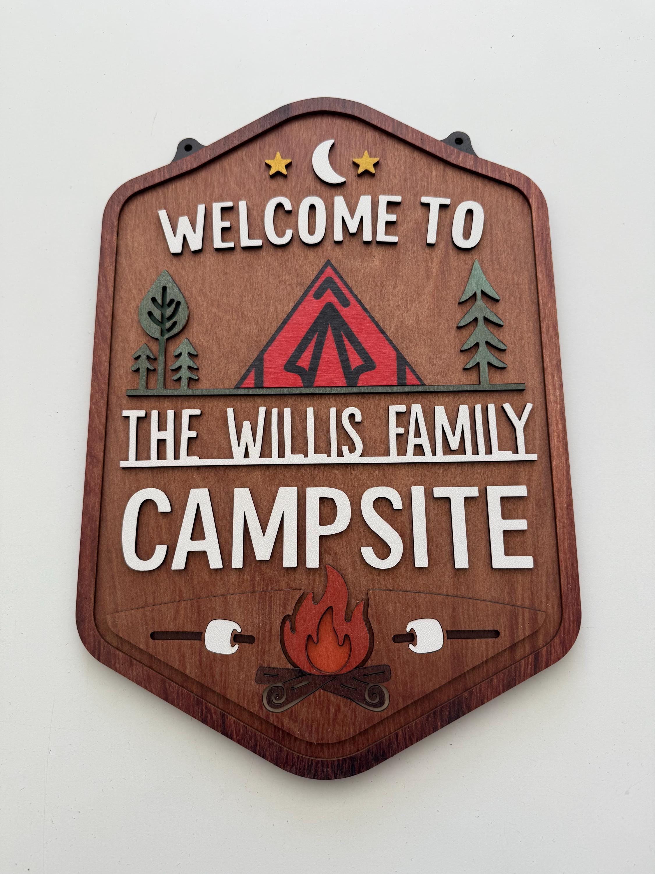 Welcome To Our Campsite Sign