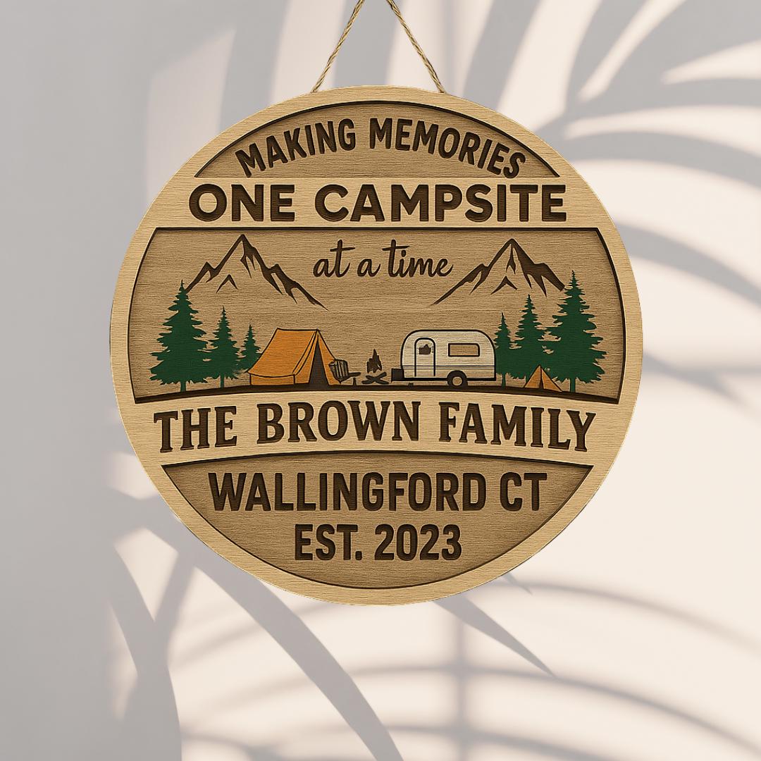 Personalized One Campsite Wood Sign