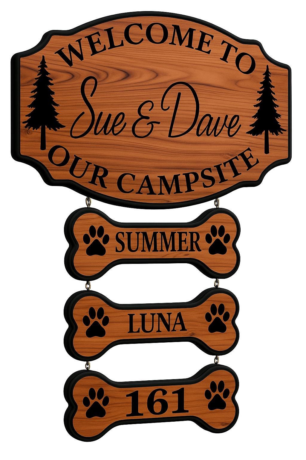 Custom Cedar Campsite Welcome Sign